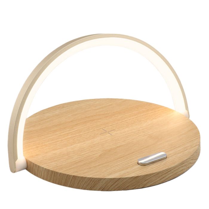 Plastikowa lampa stołowa drewniana, Erhan, 2W, 3000K LED, z przełącznik