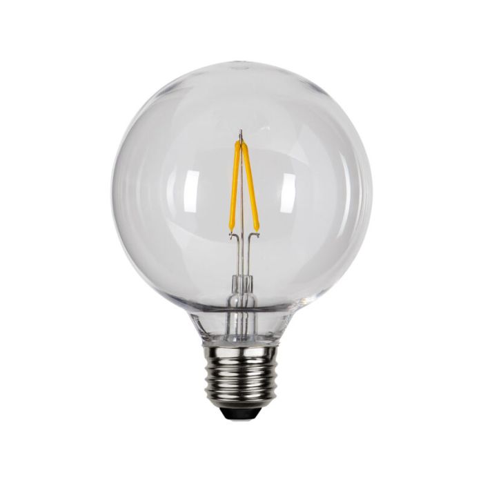 Plastikowa lampa G95 E27 do użytku na zewnątrz, 2700K, przezroczysta