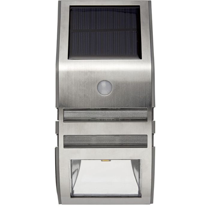 Aluminiowy kinkiet solarny zewnętrzny srebreny, Alistair, 0,04W, 3000K LED, IP44