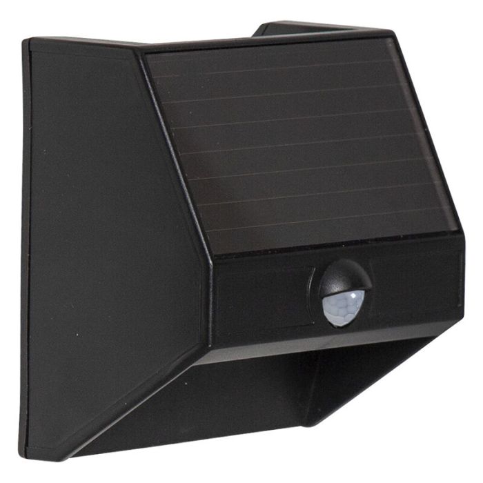 Plastikowy kinkiet solarny zewnętrzny czarny, Amier, 0,06W, 5000K LED, IP44