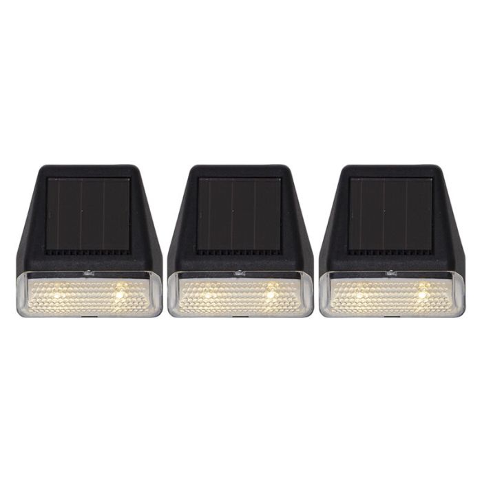3-pack lampy słoneczne ścienne Ammar, czarne, z czujnikiem zmierzchu
