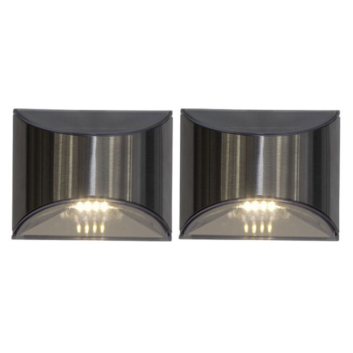 2-pack lampy słoneczne ścienne Amier, srebrne, z czujnikiem zmierzchu