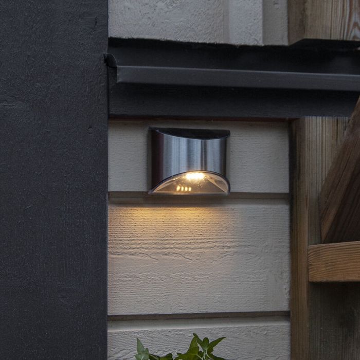 2-pack lampy słoneczne ścienne Amier, srebrne, z czujnikiem zmierzchu