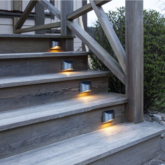2-pack lampy słoneczne ścienne Amier, srebrne, z czujnikiem zmierzchu