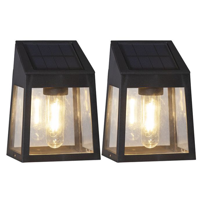 2-pack nowoczesne lampy solarne Amro, czarne