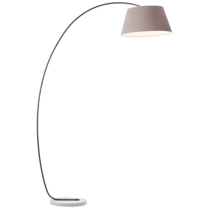 Betonowa lampa stojąca łukowa brązowa, Haroun, z przełącznik