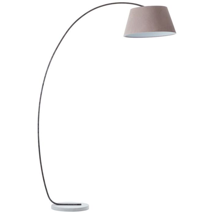Betonowa lampa stojąca łukowa brązowa, Haroun, z przełącznik