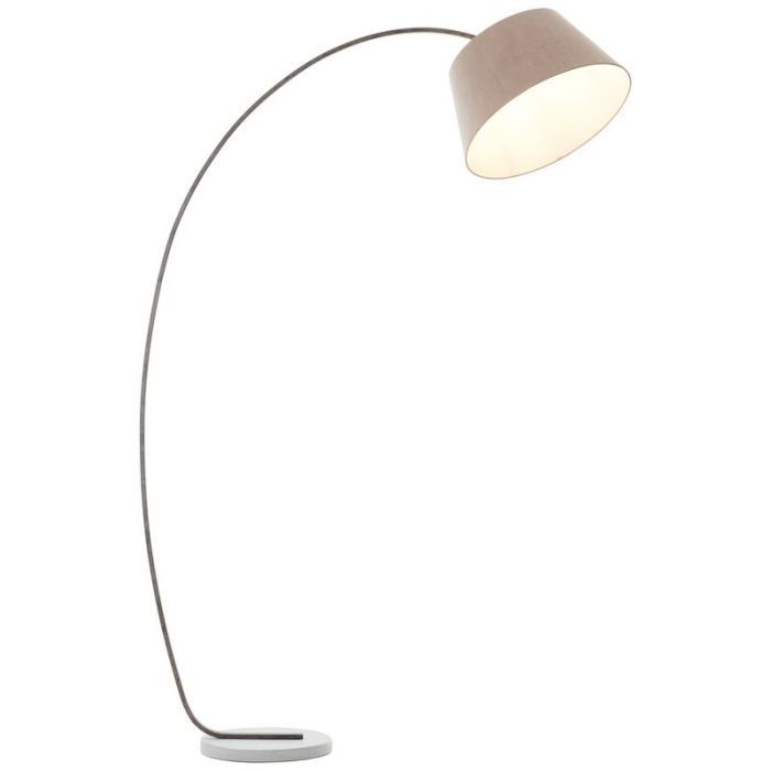 Betonowa lampa stojąca łukowa brązowa, Haroun, z przełącznik