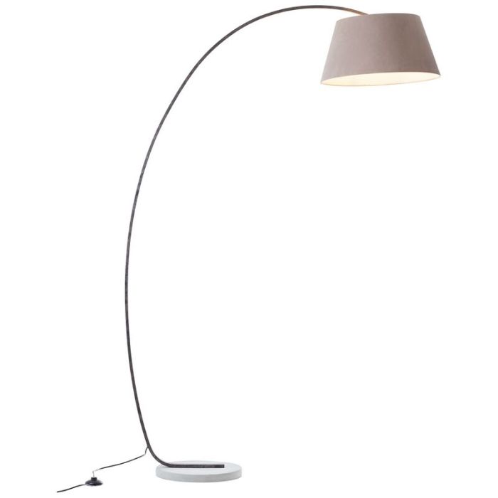 Betonowa lampa stojąca łukowa brązowa, Haroun, z przełącznik