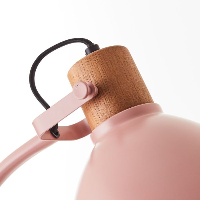 Rustykalna lampa stojąca różowa, Thalina, z przełącznik