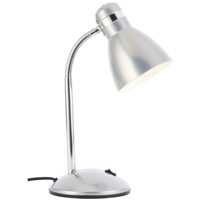 Plastikowa lampa biurkowa srebrna, Santana, z przełącznik