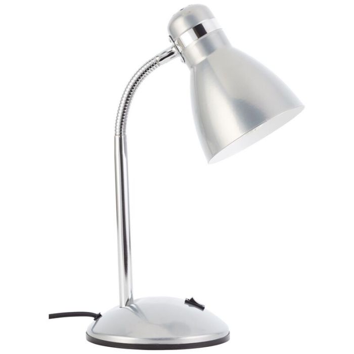 Plastikowa lampa biurkowa srebrna, Santana, z przełącznik