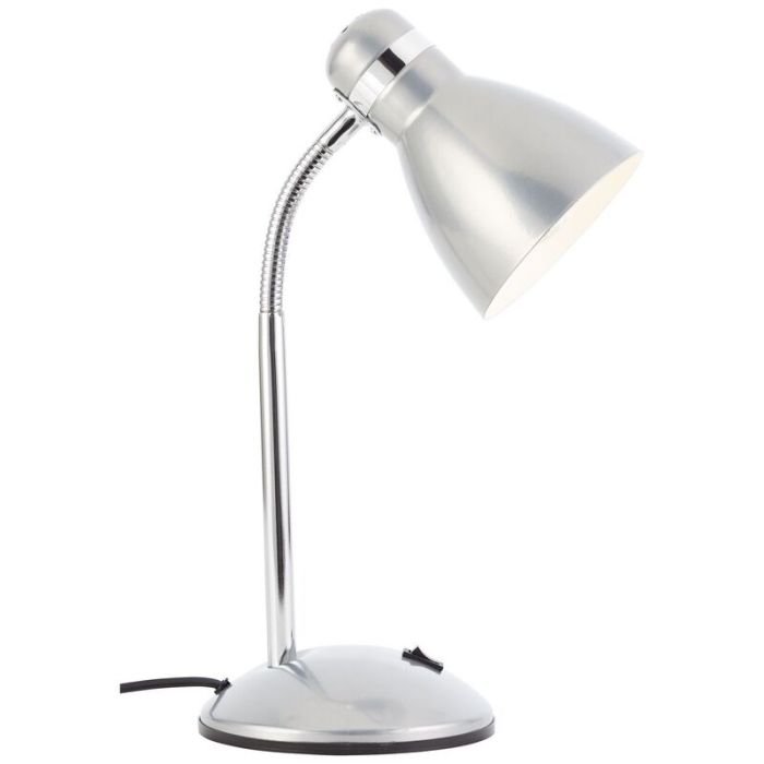 Plastikowa lampa biurkowa srebrna, Santana, z przełącznik