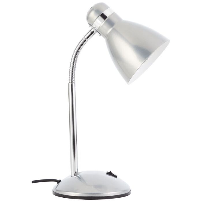 Plastikowa lampa biurkowa srebrna, Santana, z przełącznik