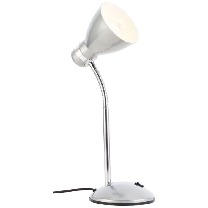 Plastikowa lampa biurkowa srebrna, Santana, z przełącznik