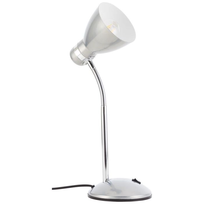 Plastikowa lampa biurkowa srebrna, Santana, z przełącznik