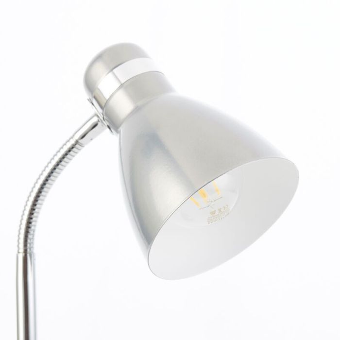 Plastikowa lampa biurkowa srebrna, Santana, z przełącznik