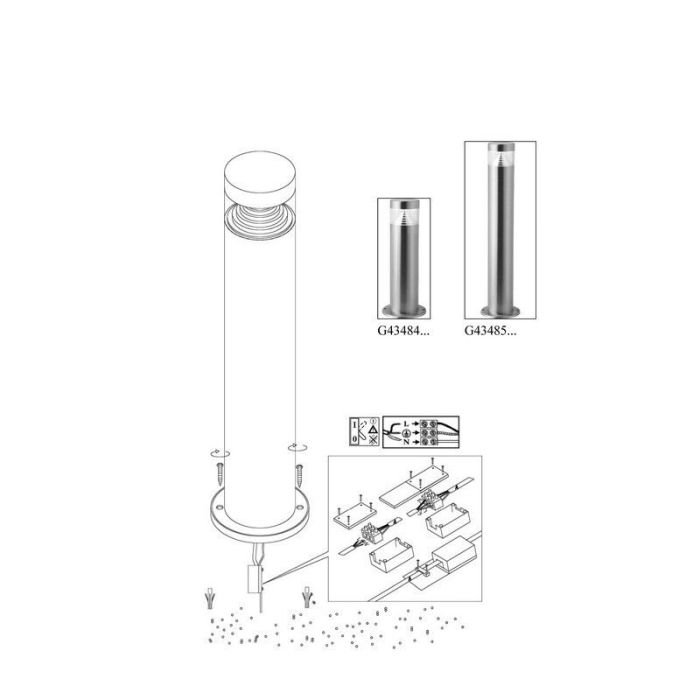 Plastikowa lampa zewnętrzna chromowana, Samuel, 1W, 6500K LED, IP44