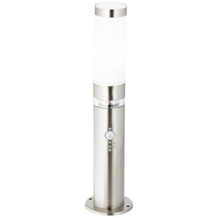 Plastikowa lampa podłogowa zewnętrzna z czujnikiem zmierzchu chromowana, Sage, 2W, 3000K LED, IP44