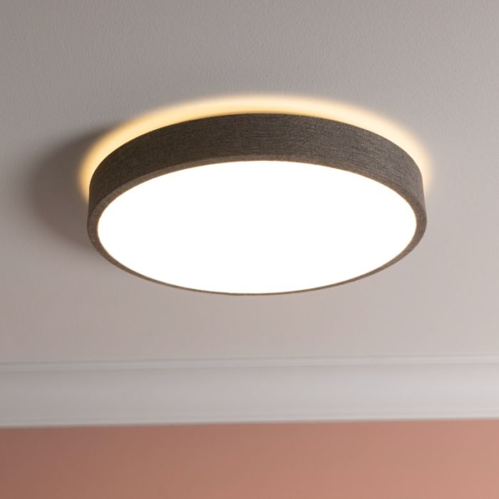 Rustykalny plafon sufitowy szary, Soeraya, 24W, 3000K LED, ściemniana w 3 krokach