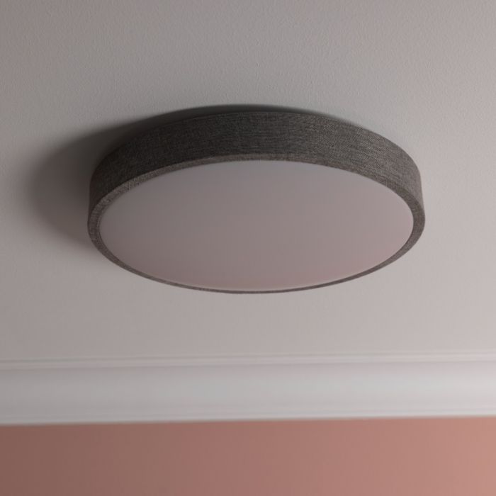 Rustykalny plafon sufitowy szary, Soeraya, 24W, 3000K LED, ściemniana w 3 krokach
