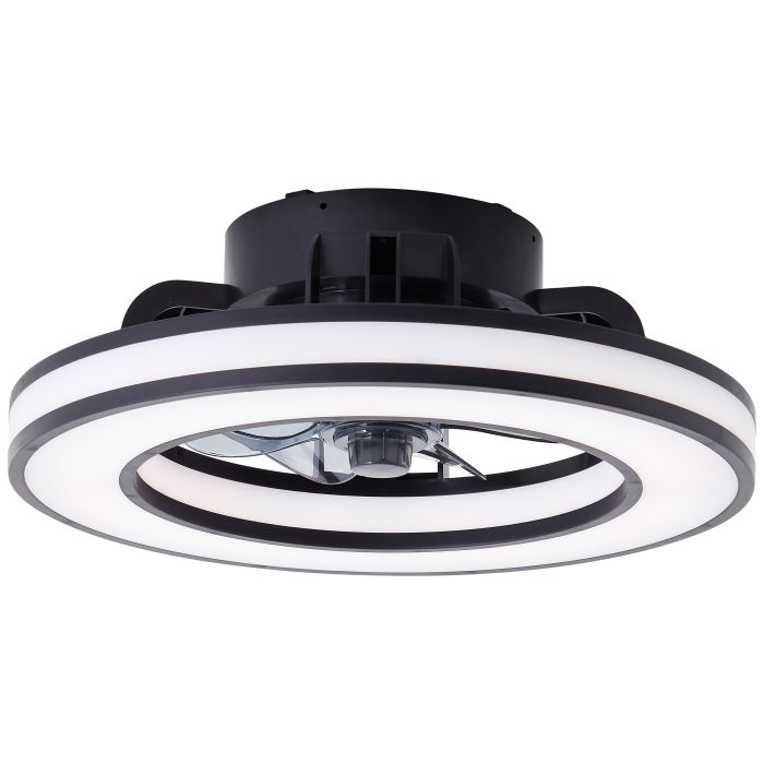 Nowoczesny wentylator sufitowy czarny, Yari, 26W, RGBW LED, z pilot