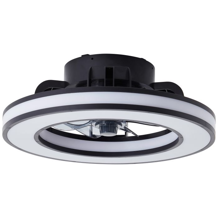 Nowoczesny wentylator sufitowy czarny, Yari, 26W, RGBW LED, z pilot