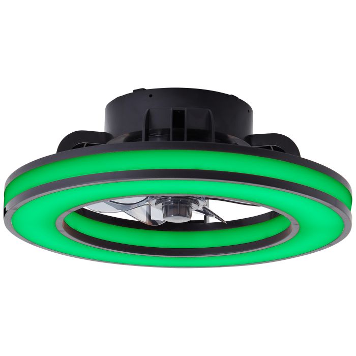 Nowoczesny wentylator sufitowy czarny, Yari, 26W, RGBW LED, z pilot