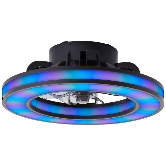 Nowoczesny wentylator sufitowy czarny, Yari, 26W, RGBW LED, z pilot