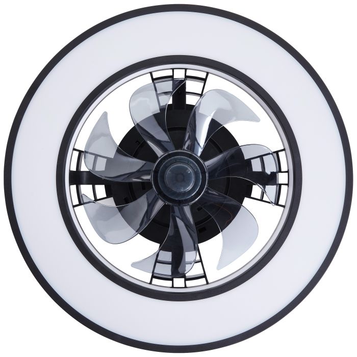Nowoczesny wentylator sufitowy czarny, Yari, 26W, RGBW LED, z pilot