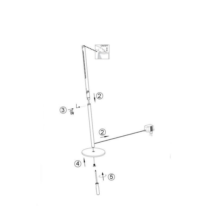 Design lampa biurkowa chromowana, Krisje, 6W, 6400K LED, z przełącznik