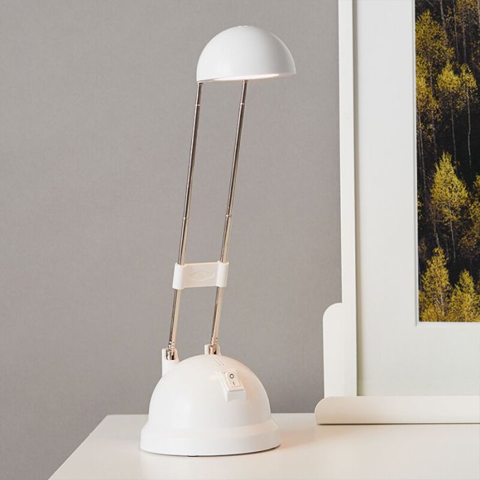 Nowoczesna lampa biurkowa biała, Louna, 6W, 2700K LED, z przełącznik