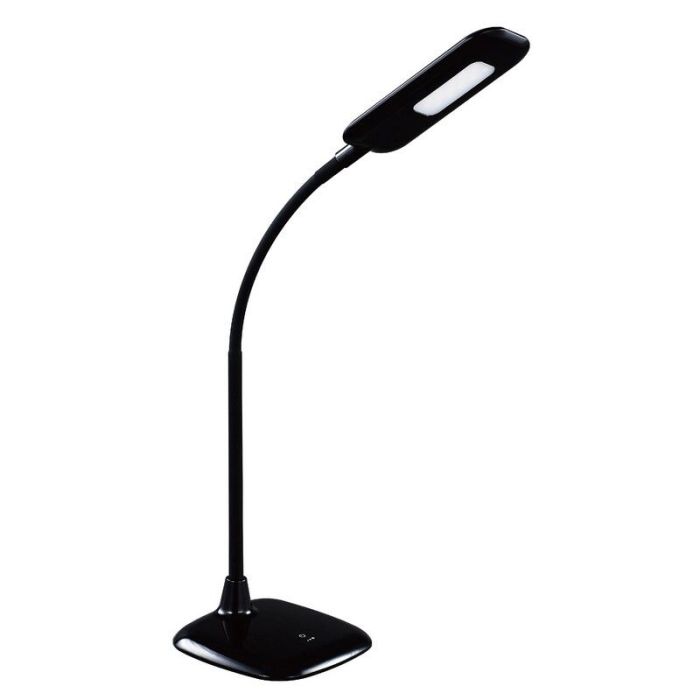 Plastikowa lampa biurkowa czarna, Jenoah, 5W, 6000K LED, z dotykowy ściemniacz