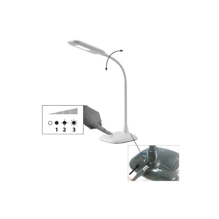 Plastikowa lampa biurkowa czarna, Jenoah, 5W, 6000K LED, z dotykowy ściemniacz