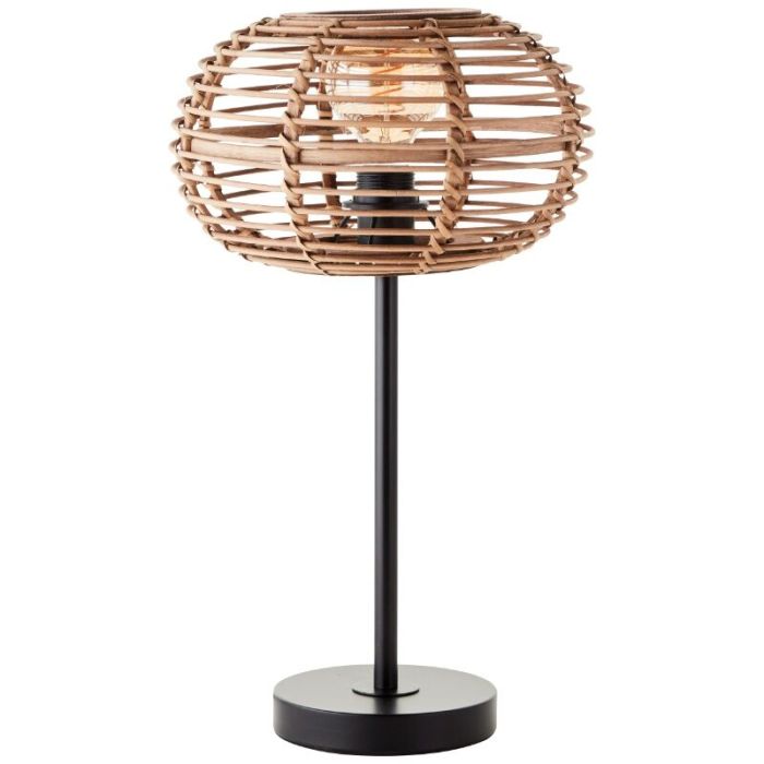 Rattanowa lampa stołowa brązowa, Sevim, z przełącznik