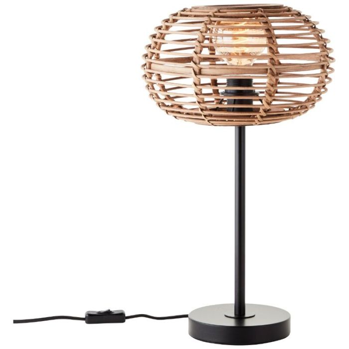 Rattanowa lampa stołowa brązowa, Sevim, z przełącznik