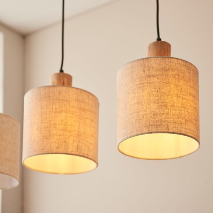 Rustykalna lampa wisząca beżowa, Joroes