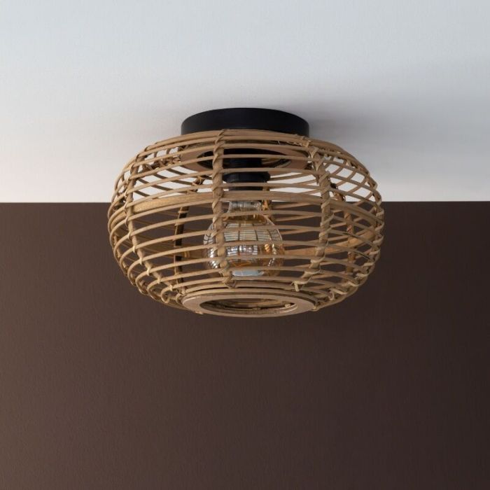Rattanowa lampa sufitowa brązowa, Sevim