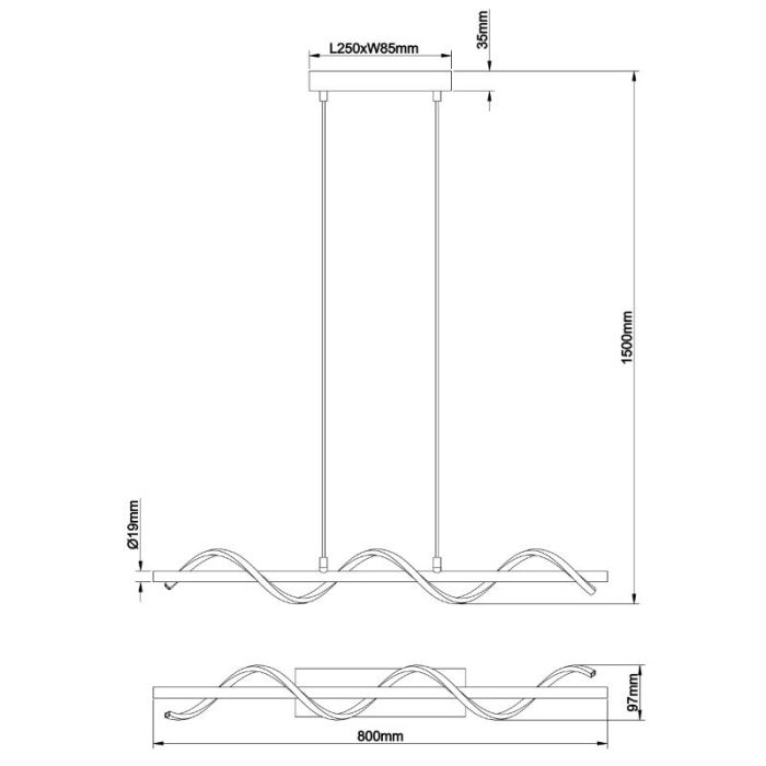 Design lampa wisząca czarna, Mateusz, 18W, 4000K LED