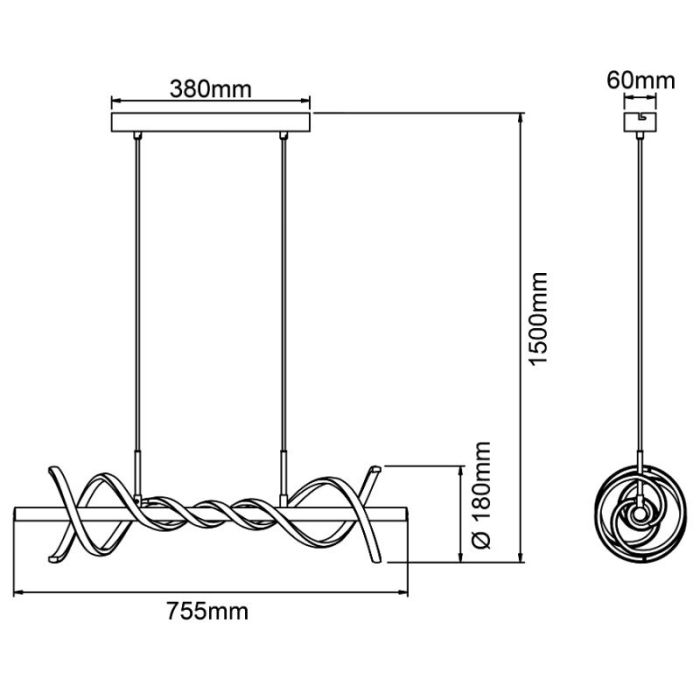 Nowoczesna lampa wisząca czarna, Quang, 16W, 3000K LED
