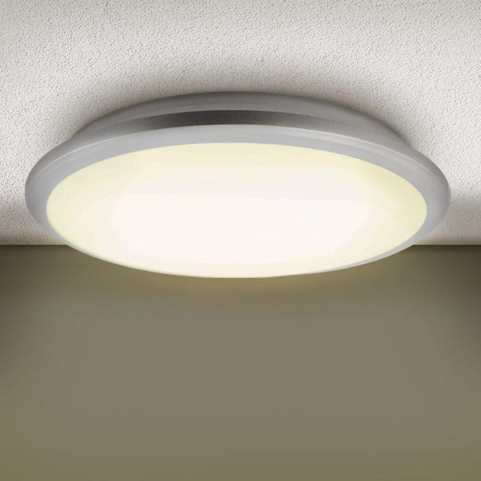 Plastikowy nowoczesny plafon sufitowy srebreny, Joachim, 24W, 3000K LED