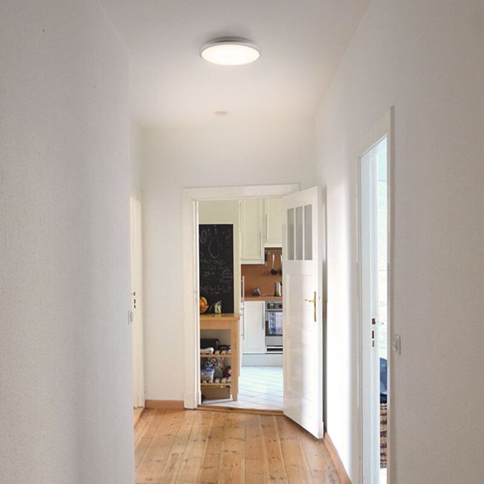 Plastikowy nowoczesny plafon sufitowy srebreny, Joachim, 24W, 3000K LED