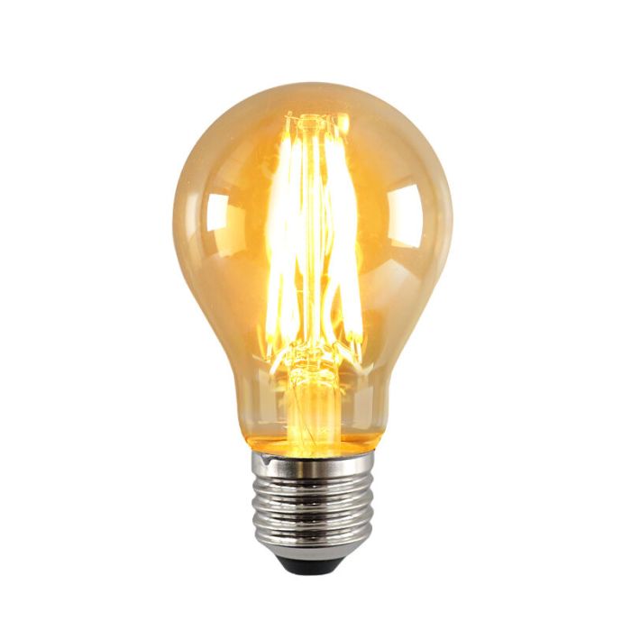 Ściemnialna żarówka LED Olucia E27, A60, 5w, szkło bursztynowe, 2400k