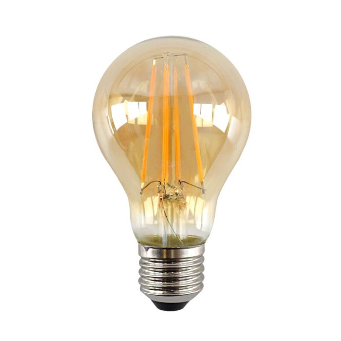 Ściemnialna żarówka LED Olucia E27, A60, 5w, szkło bursztynowe, 2400k