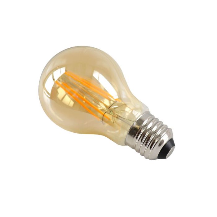 Ściemnialna żarówka LED Olucia E27, A60, 5w, szkło bursztynowe, 2400k