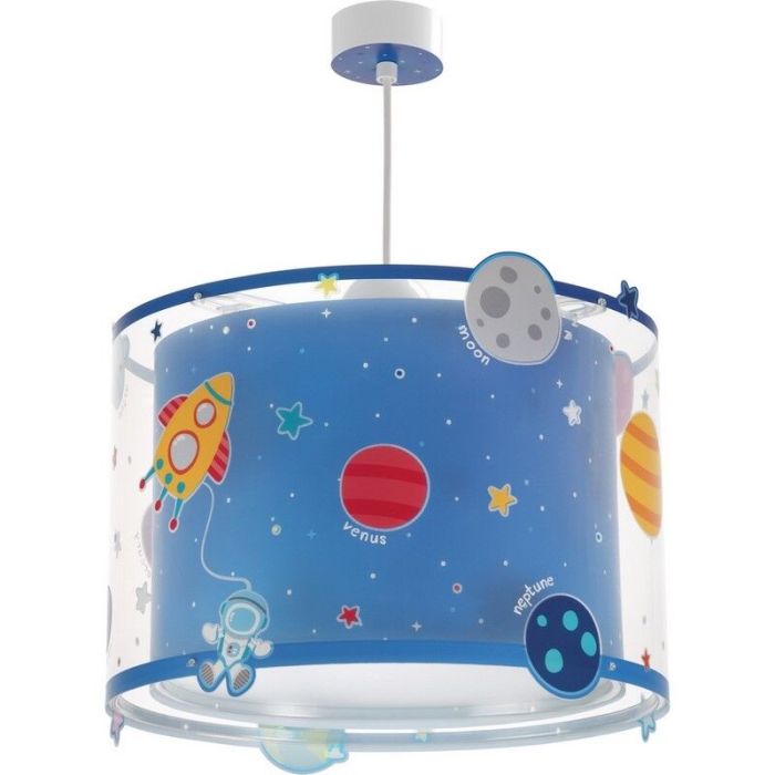 Niebieska lampa wisząca dla dzieci plastikowa, Planets