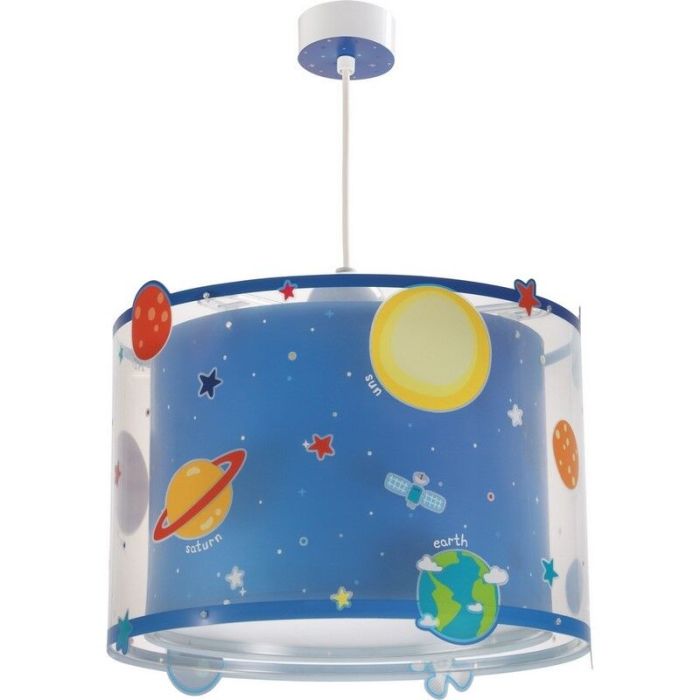 Niebieska lampa wisząca dla dzieci plastikowa, Planets