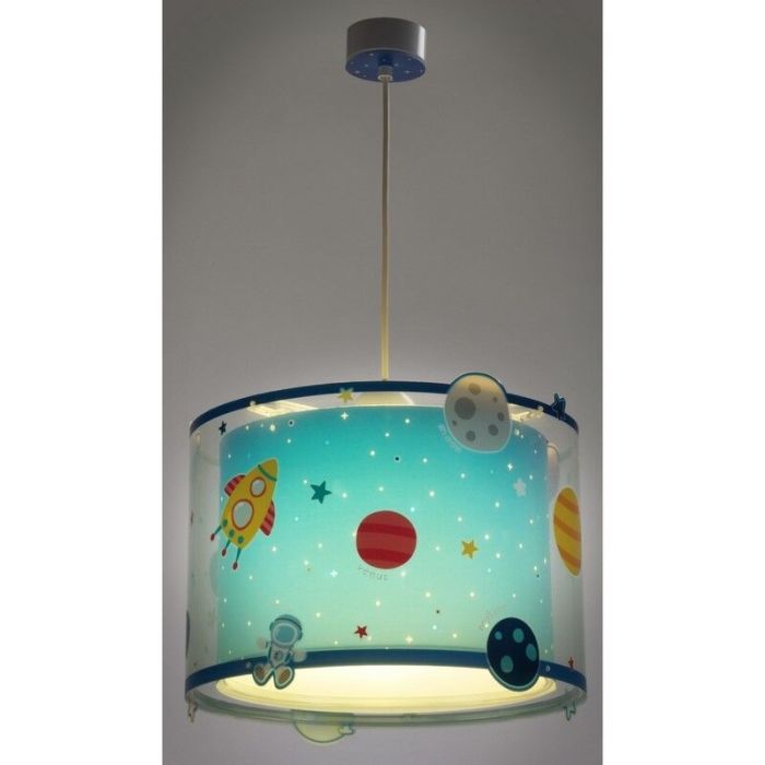 Niebieska lampa wisząca dla dzieci plastikowa, Planets
