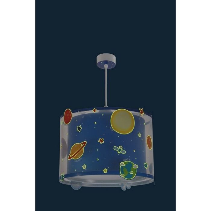 Niebieska lampa wisząca dla dzieci plastikowa, Planets