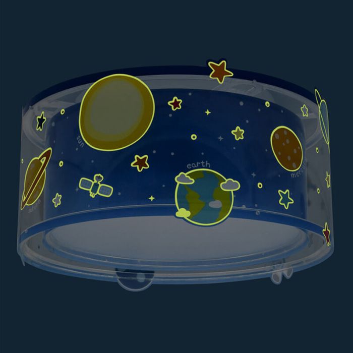 Niebieska lampa sufitowa dla dzieci plastikowa, Planets